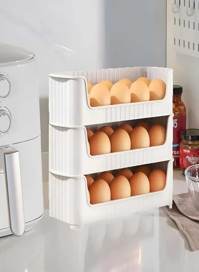 Joystick Egg Holder Storage Containers for Refrigerator, Space-Saving Design, Keeps Eggs Fresh and Organized, BPA-Free, Convenient, Easy Access, Fridge or Countertop Use 30 egg tray (3 layer) - Image 2